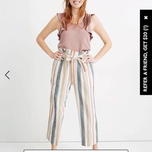Madewell Pull On Tie Waist Crop Pants Size XL